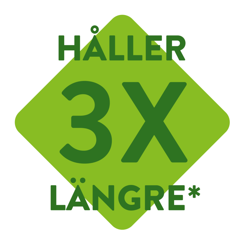 Håller 3x längre